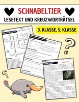 Vorschau - Arbeitsblätter - Schnabeltier: Leseverständnis und Kreuzworträtsel mit Lösungen - Deckblatt