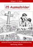 Vorschau - Mal- und Bastelvorlagen - 25 Ausmalbilder zu Aschermittwoch, Karwoche und Ostern - Deckblatt