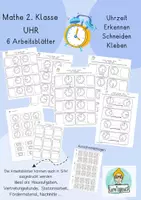 Vorschau - Arbeitsblätter - Uhrzeit Klasse 2 Mathe, Arbeitsblätter und interaktive Übungen Uhr, Minuten, Stunde, Zeitspanne - Deckblatt