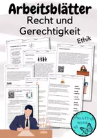 Vorschau - Arbeitsblätter - Recht und Gerechtigkeit im Ethikunterricht- Texte, Fragen, Aufgaben, Videos - Deckblatt
