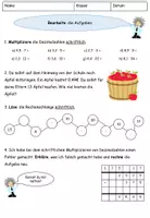 Vorschau - Arbeitsblätter - Dezimalzahlen mit ganzen Zahlen multiplizieren - Deckblatt