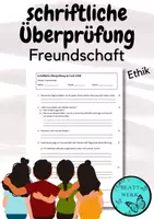 Vorschau - Test - schriftliche Überprüfung/ Freundschaft/ Ethik - Deckblatt
