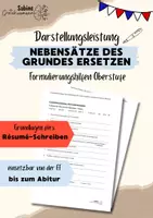 Vorschau - Arbeitsblätter - Nebensätze des Grundes ersetzen: Darstellungsleistung Oberstufe - Deckblatt