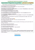 Aperçu - Apprentissages en autonomie - Exercice FLE A2-B1 - Expressions fréquentes du quotidien (avec marques) - Page 1