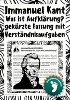 Vorschau - Arbeitsblätter - Immanuel Kant - Was ist Aufklärung? Textverständnis - Deckblatt