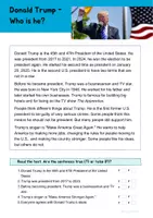 Vorschau - Arbeitsblätter - Who is Trump? Reading Comprehension - Deckblatt