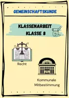 Vorschau - Klassenarbeiten - Klassenarbeit Gemeinschaftskunde Kl. 8 *inklusive Lösungen - Deckblatt