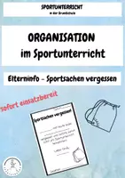 Vorschau - Anderer Materialtyp - ELTERNINFO Brief - Sportsachen vergessen (Sportunterricht) - Deckblatt