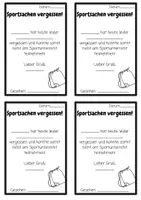 Vorschau - Anderer Materialtyp - ELTERNINFO Brief - Sportsachen vergessen (Sportunterricht) - Seite 1