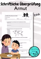 Vorschau - Test - Ethik: Armut, schriftliche Überprüfung (Thema Armut, Kinderarmut, Obdachlosigkeit) - Deckblatt