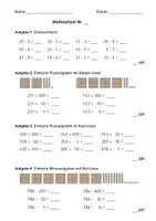 Vorschau - Klassenarbeiten - Mathe-Klassenarbeit (3. Klasse, Einfache Plus- und Minusaufgaben, Überschlagen, Sicherung des Einsdurcheins) - Deckblatt
