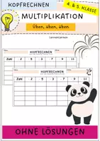Vorschau - Arbeitsblätter - Kopfrechnen Multiplikation (tägliches Kopfrechnen, Vorlage, Mathematikunterricht) - Deckblatt