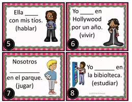 Vorschau - Bildkarten - Spanische Aufgabenkarten Präteritum: Pretérito (Regelmässige Verben) - Seite 1