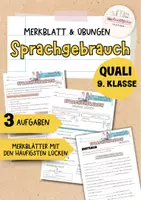 Vorschau - Arbeitsblätter - Exam | Sprachgebrauch | Use of Englisch | Prüfung Quali - Deckblatt