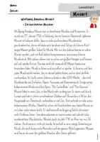 Vorschau - Arbeitsblätter - Leseblatt Mozart - Leseverständnis - Seite 1