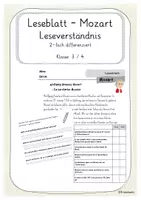 Vorschau - Arbeitsblätter - Leseblatt Mozart - Leseverständnis - Deckblatt