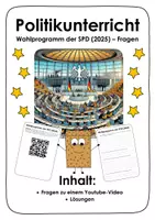 Vorschau - Arbeitsblätter - Wahlprogramm SPD 2025. Fragen zu einem Youtube-Video. Bundestagswahl 2025 - Deckblatt