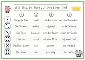 Vorschau - Arbeitsblätter - Tierische Würfelsätze - Bauernhof, Haustiere, Meer & Wildnis (dreifach differenziert) - Seite 3