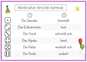 Vorschau - Arbeitsblätter - Tierische Würfelsätze - Karneval, Ostern, Halloween & Weihnachten (dreifach-differenziert) - Seite 1