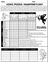 Vorschau - Arbeitsblätter - Valentine's Day: logic puzzle & Word Sudoku Activities with Answers - Seite 1
