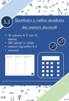 anteprima - Esercizi - Quadrato a radice quadrata dei numeri decimali | matematica | 26 colonne - Pagina di copertina