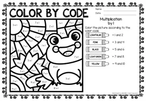 Προεπισκόπηση - Φύλλα εργασίας - Color by code - Multiplication (Spring) Άνοιξη Πολλαπλασιασμός Μαθηματικά Αγγλικά - Σελίδα 1