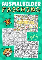 Vorschau - Mal- und Bastelvorlagen - Doodle Ausmalbilder für Karneval & Fasching 🎉 Kunstidee - Deckblatt