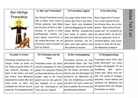 Vorschau - Arbeitsblätter - Franziskus von Assisi (5 Arbeitsblätter) - Deckblatt