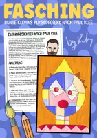 Vorschau - Arbeitsblätter - Bunte Clowns nach Paul Klee - Abstrakte Kunstidee für Fasching & Karneval - Deckblatt