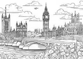 Vorschau - Mal- und Bastelvorlagen - Ausmalbild London - Seite 1