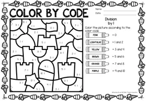 Προεπισκόπηση - Φύλλα εργασίας - Color by code - Division (Summer) Καλοκαίρι Διαίρεση Μαθηματικά Αγγλικά - Σελίδα 1