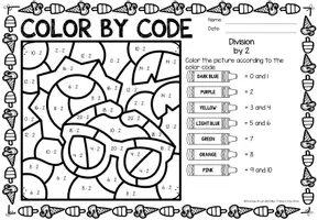 anteprima - Esercizi - Color by code - Division (Summer) Estate Divisione Matematica Inglese - Pagina 2