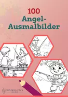 Vorschau - Mal- und Bastelvorlagen - 100 Angel-Ausmalbilder für Kinder 🎣 - Deckblatt