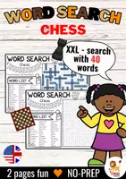 Vista previa - Hojas de trabajo - XXL Word Search Puzzle (Chess) | Ajedrez Inglés - Portada