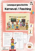 Vorschau - Arbeitsblätter - Lesespur Karneval, Fasching (Klasse 1 - 4) - Deckblatt