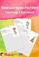 Vorschau - Arbeitsblätter - Reizwortgeschichte Fasching Karneval - Deckblatt