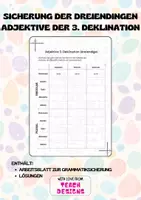 Vorschau - Arbeitsblätter - Grammatiksicherung Dreiendige Adjektive der 3. Deklination - Deckblatt