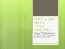 Vorschau - Spiele - A plus 3 U3 Quiz zur Wiederholung von Wortschatz, Inhalt und Grammatik; mit Lösungen - Deckblatt