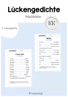 Vorschau - Arbeitsblätter - Lückengedichte - Arbeitsblätter - Deckblatt