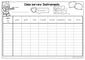 Vorschau - Arbeitsblätter - Instruments - Class Survey Englisch Grundschule (Klasse 3–4) – Interview & Speaking Activity für Wortschatztraining Musikinstrumente | Arbeitsblätter - Seite 2