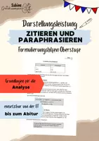 Vorschau - Merkblätter - La citation et la paraphrase Darstellungsleistung Oberstufe - Deckblatt