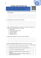 Vorschau - Arbeitsblätter - Tips for a job interview - viewing - Seite 1