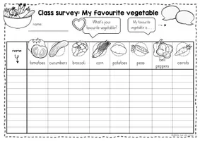 Vorschau - Arbeitsblätter - Vegetables - Class Survey Englisch Grundschule (Klasse 3–4) – Interview & Speaking Activity für Wortschatztraining Gemüse | Arbeitsblätter - Seite 3