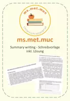 Vorschau - Arbeitsblätter - Summary writing - Schreibvorlage inkl. Lösung - Deckblatt