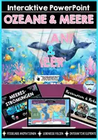 Vorschau - Unterrichtsreihen - Ozeane & Meere – Interaktive PowerPoint | Kontinente und Ozeane, Weltmeere, Meeresströmungen, Leben im Meer - Deckblatt