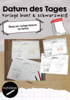 Vorschau - Arbeitsblätter - Datum des Tages | Vorlage zum Üben - Deckblatt