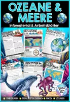 Vorschau - Unterrichtsreihen - Ozeane & Meere – Infomaterial & Arbeitsblätter: Kontinente und Ozeane, Natürliche Ressourcen, Meeresströmungen, Klimawandel etc. - Deckblatt