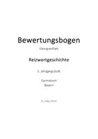 Vorschau - Prüfungsvorbereitung - Bewertungsbogen Reizworterzählung für die 5. Jahrgangsstufe - Deckblatt