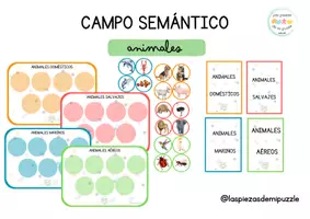 Vista previa - Tarjetas / Manipulativos - Campo semántico de animales - Plantillas de colores - Portada