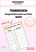 Vorschau - Test - FÜHRERSCHEIN - Reifen (Passend zu den Stationskarten ) Sportunterricht Grundschule - Deckblatt